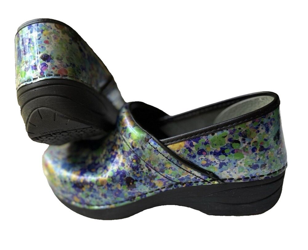 Dansko XP 2.0 Women's Multicolor Watercolor Dots Patent Leather Clogs Sz 9 Nurse - Picture 9 of 16